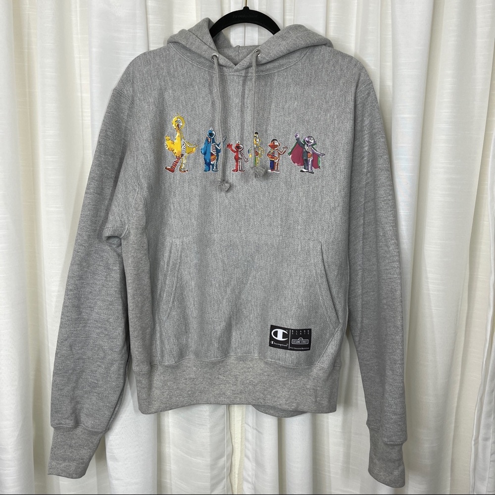 Champion Sesame Street x Jason Freeny Skeleton reverse weave gray hoodie
